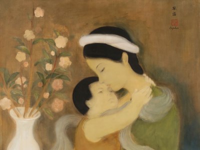 Nhà đấu giá Million giới thiệu tranh lụa xuất sắc bậc nhất về Tình mẫu tử của Lê Phổ