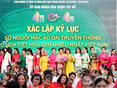 1.000 người mặc áo dài truyền thống họa tiết hoa sen xác lập kỷ lục mới