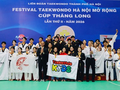 Hơn 2.000 võ sĩ tham dự Festival Taekwondo Hà Nội mở rộng - Cúp Thăng Long 2026