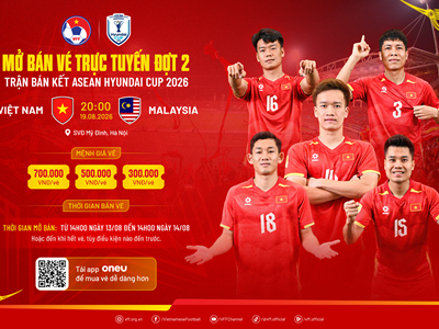 Mở bán đợt hai vé trận bán kết Việt Nam - Malaysia tại ASEAN Hyundai Cup 2026