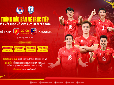 Mở bán vé trực tiếp trận Việt Nam - Malaysia từ 9h15 ngày 19.8