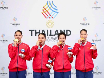 Võ sĩ Nguyễn Ngọc Trâm cùng đồng đội bước vào hành trình bảo vệ HCV ASIAD