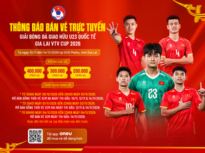 Vé xem U23 Việt Nam tại Gia Lai VTV Cup 2026 có giá từ 200.000 đồng