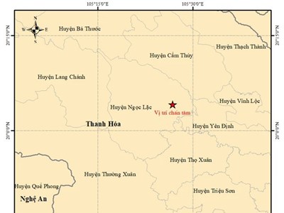 Xảy ra động đất 4,1 độ Richter tại huyện miền núi tỉnh Thanh Hoá