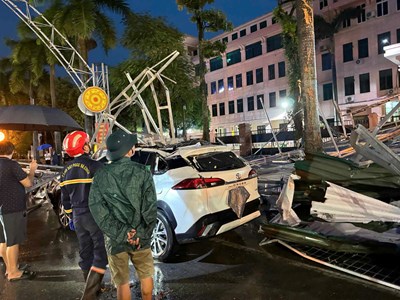 Cây đổ, mái tôn bay, ô tô bị đè tại Thanh Hóa sau mưa lớn do bão số 3