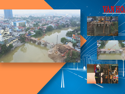 Toàn cảnh đại công trường cầu trăm tỉ vượt sông ở Thái Nguyên