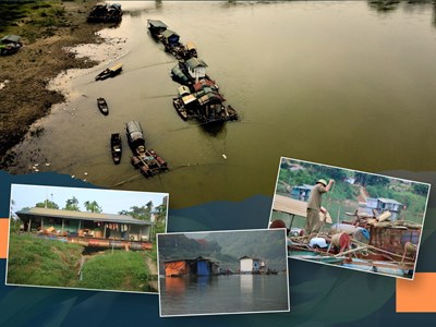 Những căn nhà không số ở xóm chài ven sông Lô