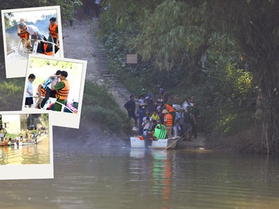 Công an dùng cano đưa học sinh vượt sông tìm con chữ ở Thái Nguyên