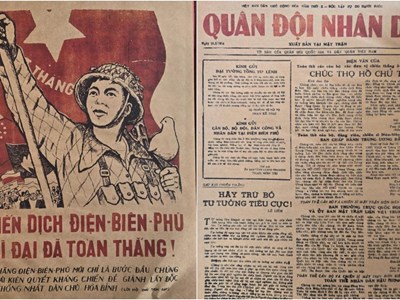 Triển lãm ảnh báo Quân đội Nhân dân xuất bản tại Chiến trường Điện Biên Phủ