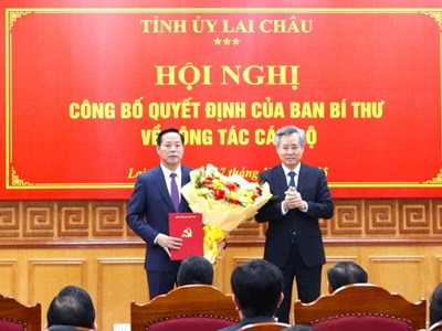 Ông Hà Quang Trung được điều động giữ chức Phó Bí thư Tỉnh ủy Lai Châu 