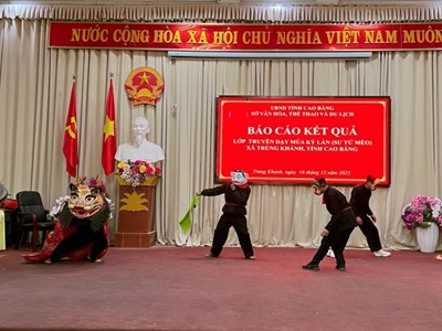 Gìn giữ nghệ thuật múa sư tử mèo của người Tày, Nùng ở Trùng Khánh