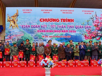 Ấm áp “Xuân đoàn kết - Tết thắm tình quân dân” ở xã vùng cao Na Son