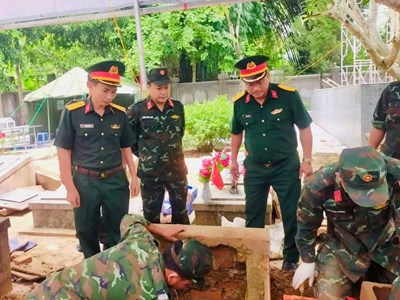 Đẩy nhanh tiến độ lấy mẫu hài cốt liệt sĩ tại Nghĩa trang Liệt sĩ xã Tuần Giáo