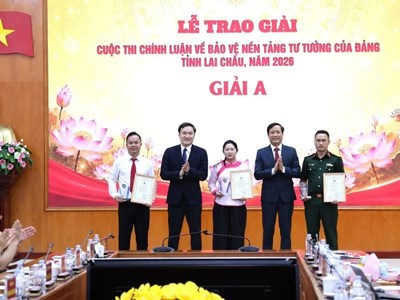 Lai Châu trao giải Cuộc thi Chính luận về bảo vệ nền tảng tư tưởng của Đảng
