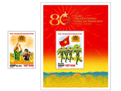 Phát hành bộ tem bưu chính “80 năm - Vinh quang Công an nhân dân Việt Nam“