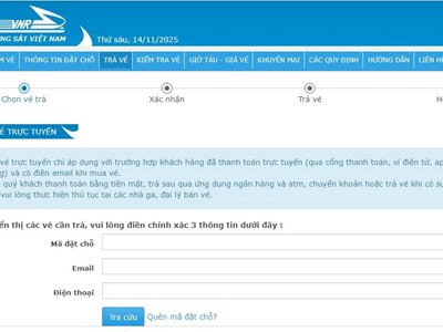 Hành khách có thể trả vé online khi tàu hủy chuyến 