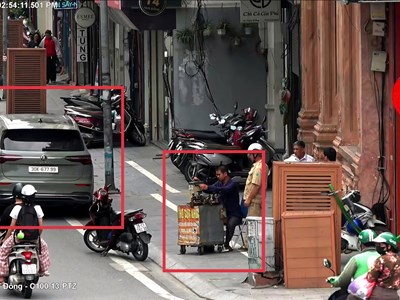 Xử lý nhiều trường hợp vi phạm giao thông, lấn chiếm vỉa hè từ “mắt thần” trên cao