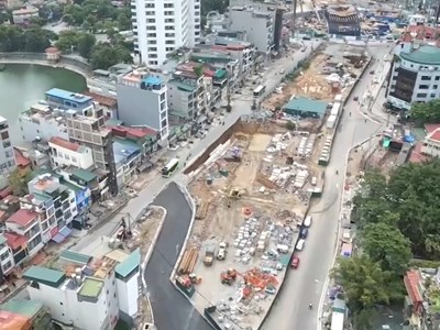 Đi thế nào khi thông xe tạm đường Vành đai 1 đoạn Hoàng Cầu - Voi Phục?