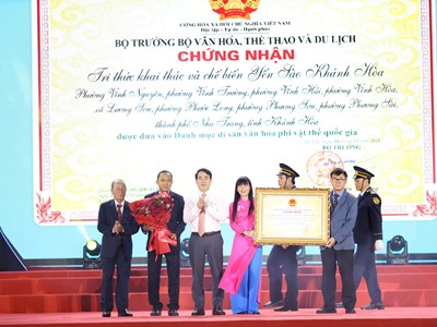 Vinh danh Di sản văn hóa phi vật thể quốc gia Yến sào Khánh Hòa