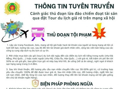 Công an Thái Bình cảnh báo chiêu trò lừa đảo “Tour du lịch 0 đồng”  