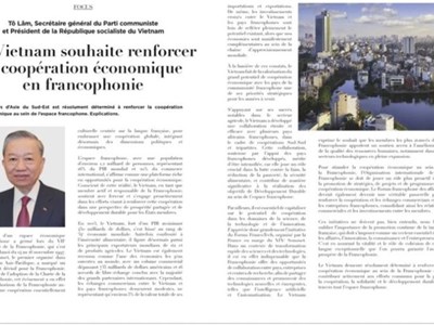 Việt Nam mong muốn đóng góp vì sự phát triển bền vững trong không gian Pháp ngữ