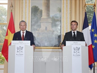 Tổng Bí thư, Chủ tịch nước Tô Lâm và Tổng thống Pháp gặp gỡ báo chí trước hội đàm