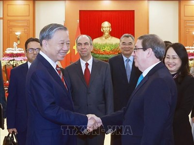 Tổng Bí thư Tô Lâm tiếp Ủy viên Bộ Chính trị, Bộ trưởng Ngoại giao Cuba