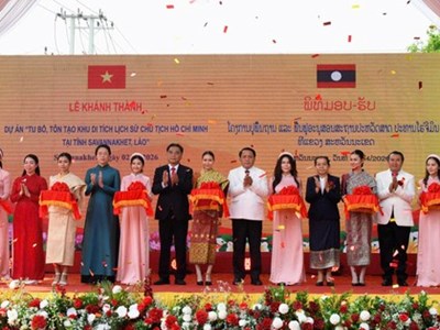 Khánh thành Dự án tu bổ, tôn tạo Khu di tích lịch sử Chủ tịch Hồ Chí Minh tại Savannakhet