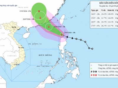 Đêm nay 24.7, bão NOUL sẽ đi vào Biển Đông, tiếp tục mạnh lên  