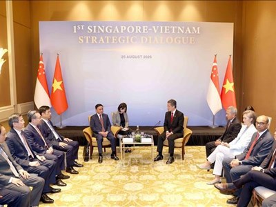 Lễ đón Ủy viên Bộ Chính trị, Thường trực Ban Bí thư Trần Cẩm Tú thăm chính thức Singapore
