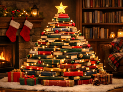 Cây thông Noel từ sách - Xu hướng trang trí lạ trong mùa lễ 2025