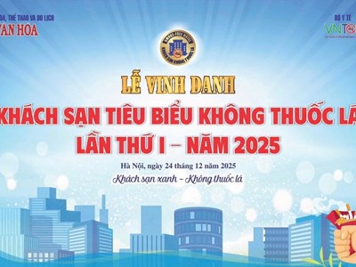 Chiều nay, tổ chức Lễ vinh danh “Khách sạn tiêu biểu không thuốc lá”, lần thứ I - năm 2025