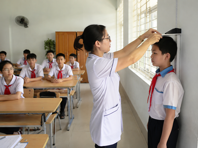 Đầu năm học, trường đo chiều cao học sinh để làm gì?