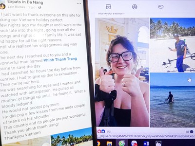 Xúc động lời cảm ơn của du khách Australia gửi đến cán bộ trật tự biển Đà Nẵng