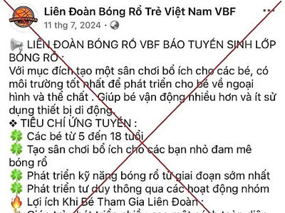 Cảnh báo thủ đoạn lừa đảo mạo danh “Liên đoàn bóng rổ Việt Nam” để chiếm đoạt tiền