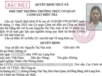 Khởi tố bổ sung vụ Phòng khám Đa khoa Quốc tế Đà Nẵng, truy nã đặc biệt kế toán