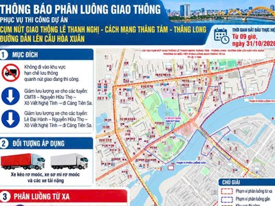 Đà Nẵng phân luồng giao thông phục vụ thi công cụm nút giao thông lớn