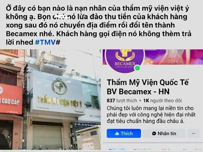Bộ Y tế đề nghị kiểm tra các cơ sở thẩm mỹ mạo danh bệnh viện