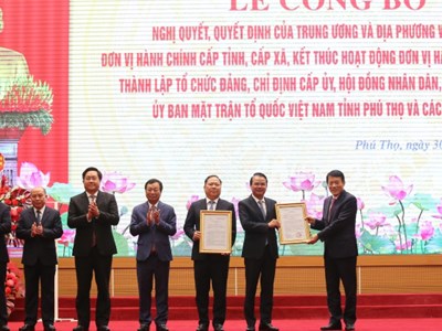 Công bố Nghị quyết, Quyết định về sáp nhập đơn vị hành chính tỉnh Phú Thọ (mới)