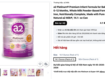 Cảnh báo, thu hồi sản phẩm sữa công thức a2 Platinum Premium chứa vi khuẩn Bacillus cereus