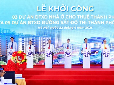 Thủ tướng Lê Minh Hưng dự Lễ khởi công đồng thời 3 dự án nhà ở cho thuê, 5 tuyến đường sắt đô thị tại Hà Nội