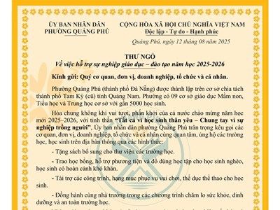 Không nhận hoa lễ khai giảng, một phường ở Đà Nẵng kêu gọi tiếp sức học sinh nghèo