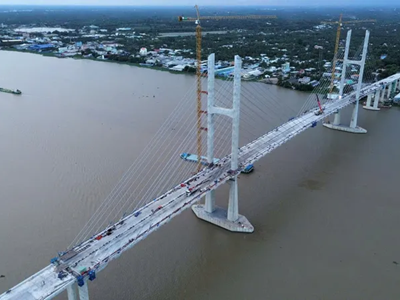 Tiến độ cầu Rạch Miễu 2 đạt khoảng 95%