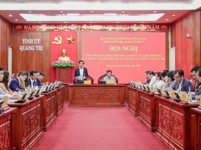 Công bố quyết định kiểm tra Ban Thường vụ Tỉnh ủy Quảng Trị
