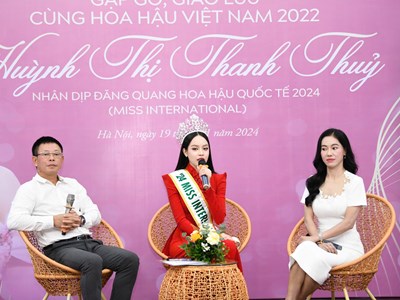 Hoa hậu Quốc tế 2024 Huỳnh Thị Thanh Thủy giao lưu với báo chí