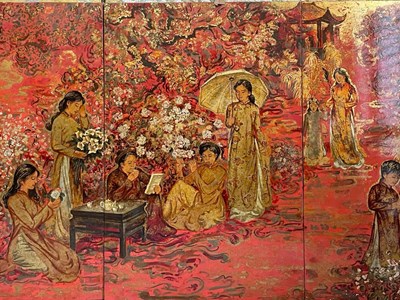 Đời sống người dân Đồng bằng Bắc Bộ xưa qua tranh sơn mài