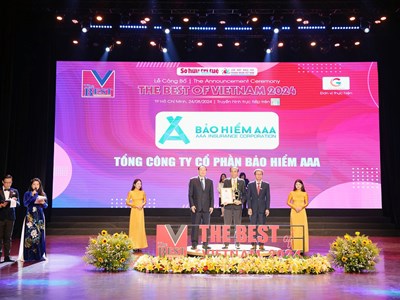 Bảo hiểm AAA được vinh danh Top 10 công ty bảo hiểm phi nhân thọ tốt nhất Việt Nam 2024