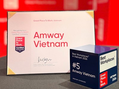 Amway Việt Nam hai năm liên tiếp đứng Top Nơi làm việc xuất sắc hàng đầu Việt Nam