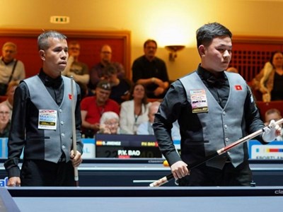 Quyết Chiến và Phương Vinh giành ngôi á quân giải Billiards đồng đội thế giới