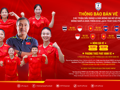 Mở bán vé xem đội tuyển bóng đá nữ Việt Nam thi đấu giải Đông Nam Á